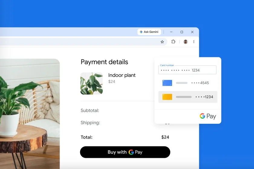 Options to use Google Pay are shown on a website to buy plants.